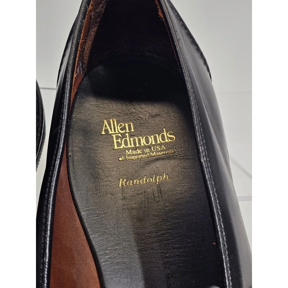 Allen Edmonds Randolph Penny Loafers Mens 12 D Black Leather Slip On Dress Shoes